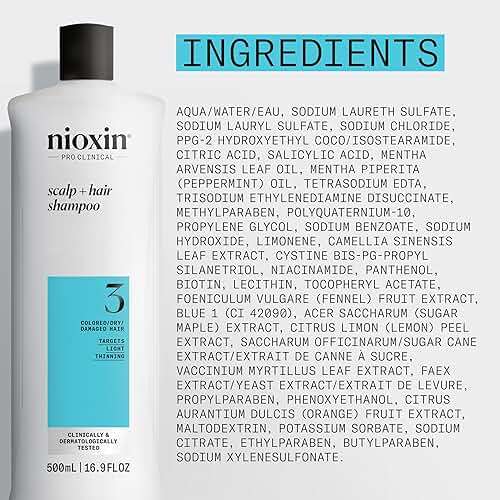 Nioxin System 3 Scalp + Hair Thickening Shampoo for Colored, Dry, & Damaged Hair with Light Thinning | Maintain Vibrant Color | Cleanse, Strengthen & Nourish with Niacinamide & Biotin - Image 8