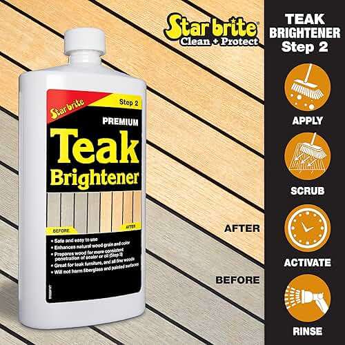 STAR BRITE Teak Kit - Restore Decks, Patio, Outdoor Furniture, Boats & Fine Wood - Marine Grade Teak Cleaner & Brightener Set with Premium Golden Teak Oil Finish - Renew, Refinish & Protect (081202) - Image 5