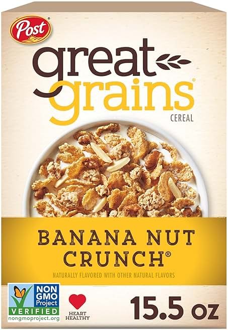 Great Grains Banana Nut Crunch Breakfast Cereal, 15.5 oz Box | Made with Whole Grain, Non-GMO, Heart Healthy - Product Image