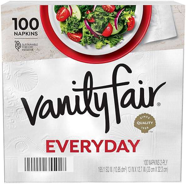 Vanity Fair Everyday Paper Napkins, 100 Count, Disposable Napkins Made Soft And Smooth For Everyday Meals - Image 1