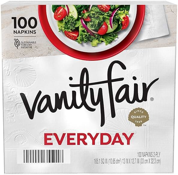 Vanity Fair Everyday Paper Napkins, 100 Count, Disposable Napkins Made Soft And Smooth For Everyday Meals - Product Image
