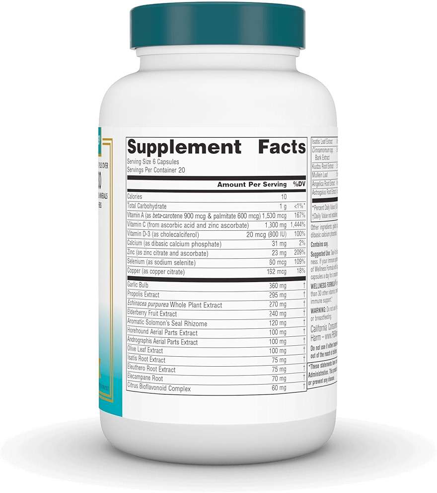 Source Naturals Wellness Formula, Advanced Immune Support*, Bio-Aligned Vitamins & Herbal Defense - Immune System Support Supplement & Immunity Booster - 120 Capsules - Image 2