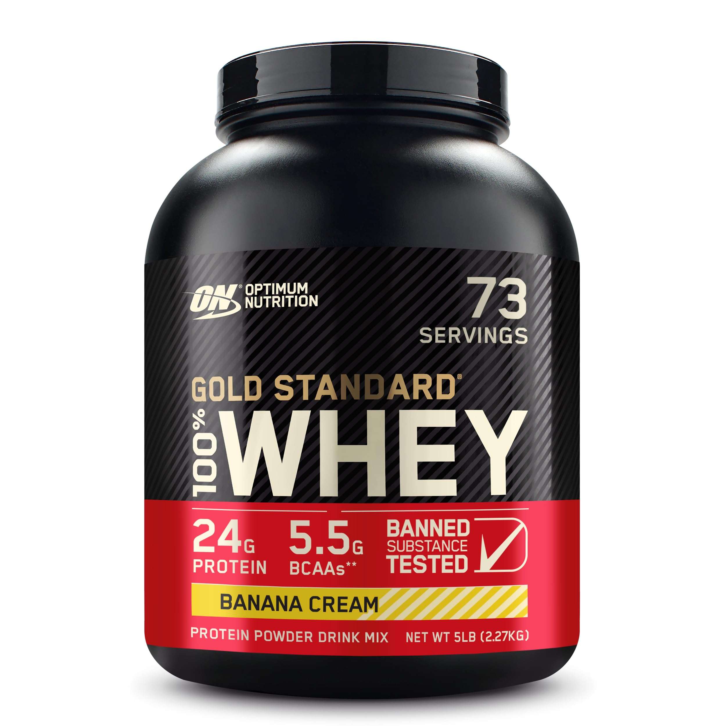 Optimum Nutrition Gold Standard 100% Whey Protein Powder, Banana Cream, 5 Pound (Packaging May Vary) - Image 1