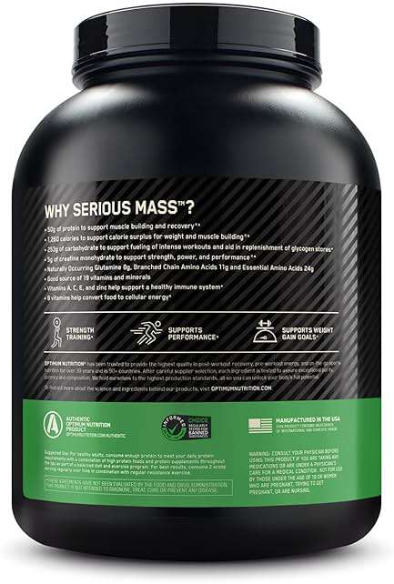 Optimum Nutrition Serious Mass, Weight Gainer Protein Powder, Mass Gainer, Vitamin C and Zinc for Immune Support, Creatine, Vanilla, 6 Pound (Packaging May Vary) - Image 13