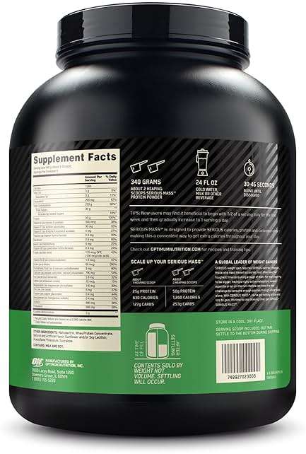 Optimum Nutrition Serious Mass, Weight Gainer Protein Powder, Mass Gainer, Vitamin C and Zinc for Immune Support, Creatine, Vanilla, 6 Pound (Packaging May Vary) - Image 4