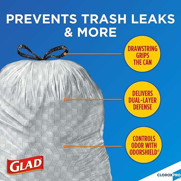 CloroxPro Glad ForceFlex 13 Gallon Tall Kitchen Drawstring Trash Bags, 100 Ct (Package May Vary) - Image 2