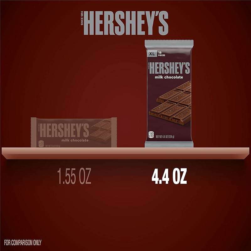 HERSHEY'S Milk Chocolate XL, Candy Bars, 4.4 oz (12 Count, 16 Pieces) - Image 4