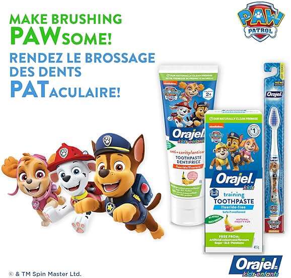 Orajel Kids Paw Patrol Fluoride-Free Training Toothpaste, Natural Fruity Fun Flavor, #1 Pediatrician Recommended , 1.5oz Tube - Image 5