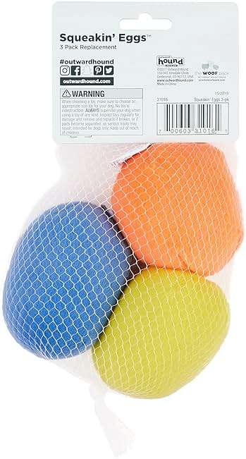 Outward Hound Squeakin' Eggs Plush Replacement Dog Toys - 3 Pack - Image 3
