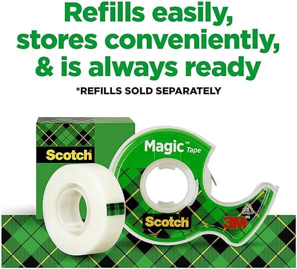 Scotch Magic Tape, Invisible, Home Office Supplies and Back to School Supplies for College and Classrooms, 4 Rolls with 4 Dispensers - Image 8