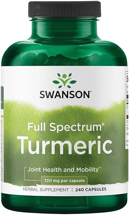 Swanson Full Spectrum Turmeric Curcumin Joint, Liver, and Digestive Support Supplement for Active Adults - Non-GMO, Gluten-Free (240 Vegan Capsules) - Product Image