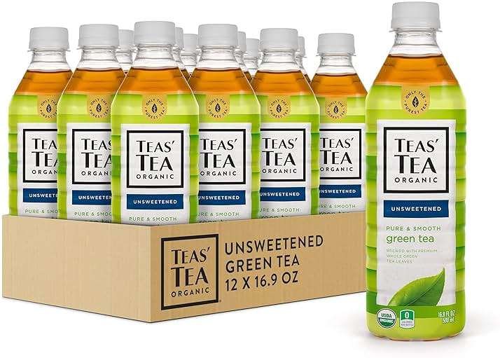 Teas' Tea Unsweetened Pure Green Tea, Organic, Sugar Free, 0 Calories, 16.9 Ounce (Pack of 12) - Image 1