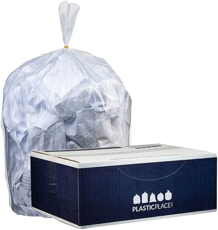 Plasticplace 12-16 Gallon Trash Bags │ 1.0 Mil │ Clear Tall Garbage Can Liners │ 24" x 31" (250 Case) - Product Image