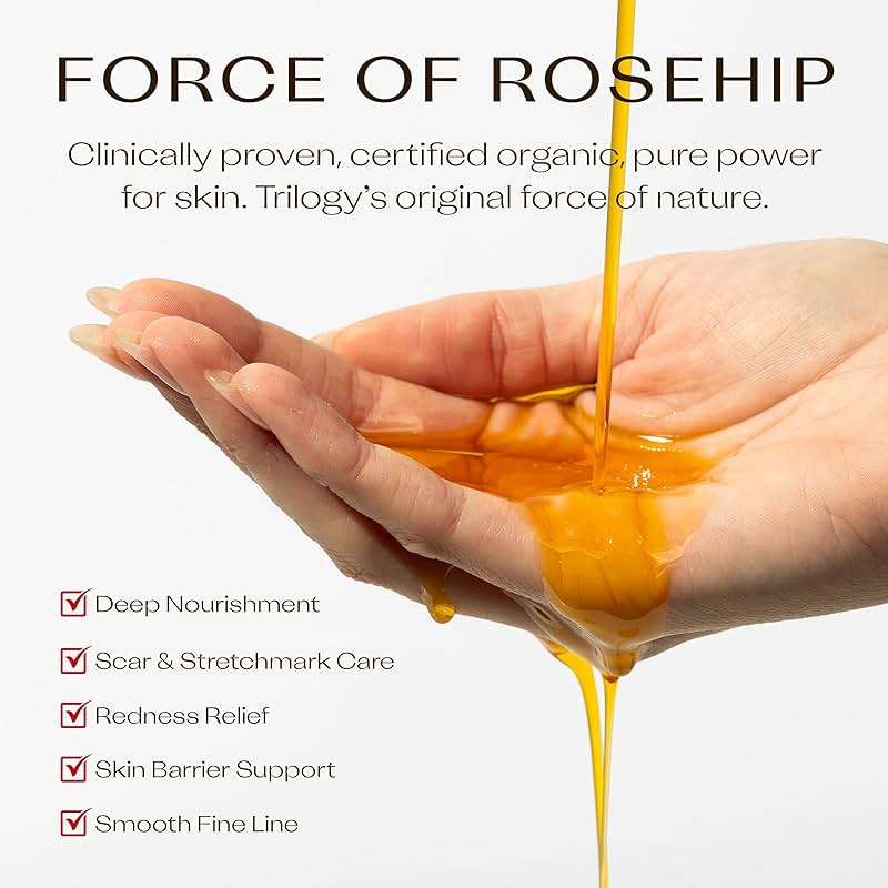 Trilogy Certified Organic Rosehip Oil - Pure Cold-Pressed Rosehip Seed Oil for Scars, Stretch Marks, Fine Lines & Wrinkles - With Omega 3, 6 & 9 for All Skin Types, USDA Certified, 1.52 Ounce - Image 4