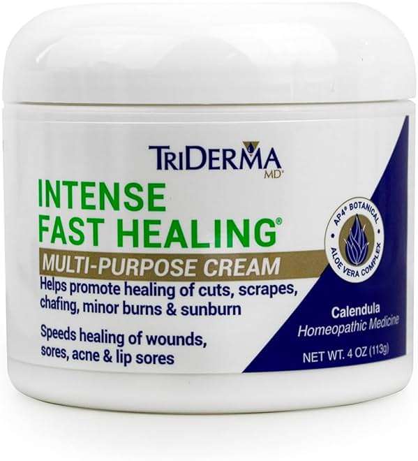 TriDerma Intense Fast Healing Cream, Decreases Healing Time for Minor Irritations, Rashes, Scrapes, Cuts 4 Ounces - Image 1