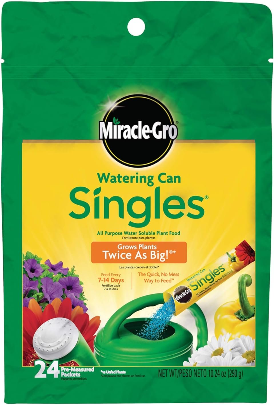 Miracle-Gro Watering Can Singles All Purpose Water Soluble Plant Food - Fertilizer for Flowers, Vegetables, Houseplants, Trees, Indoor and Outdoor Plants, 24 Packets - Product Image