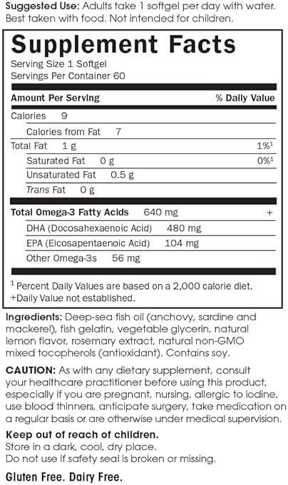 Garden of Life Prenatal DHA Omega 3 Fish Oil Supplement - Minami Natural Prenatal, Lemon, 60 Softgels - Image 6