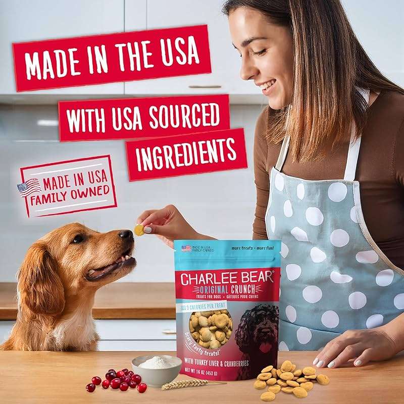 Charlee Bear Dog Training Treats, Turkey Liver & Cranberries Recipe, Low Calorie (Under 3 Calories), Limited Ingredient Crunchy Dog Treats, 16 oz. Resealable Bag - Image 4