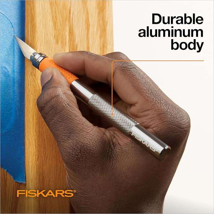 Fiskars SoftGrip Detail Craft Knife - 8" Exacto Knife for Crafting - Multi-Use Exacto Blade Included with Protective Cover - Image 4