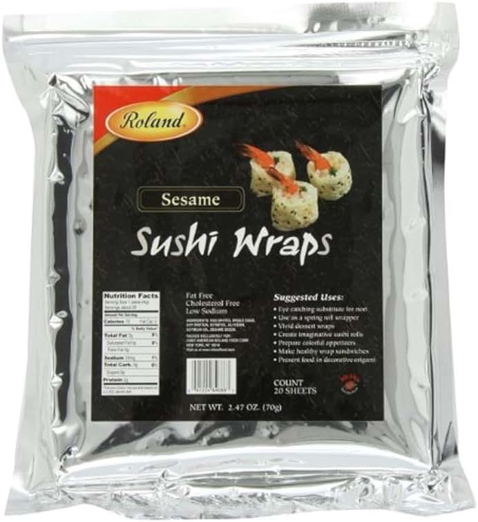 Roland Foods Sesame Sushi Wrap, Sourced in the USA, 20-Count Package - Product Image