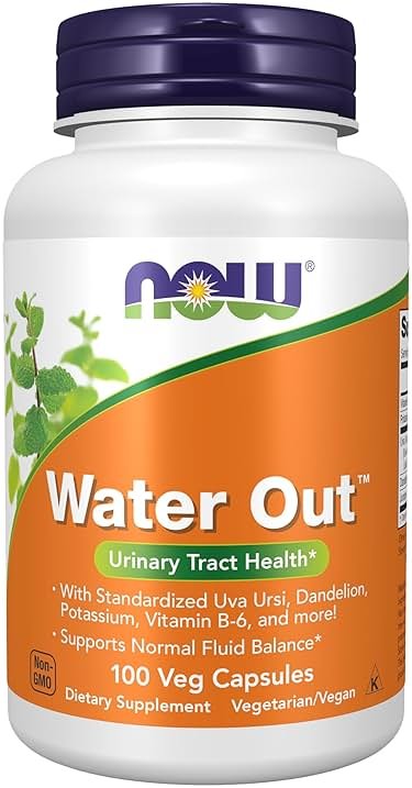 NOW Foods Supplements, Water Out With Standardized Uva Ursi, Dandelion, Potassium and Vitamin B-6, 100 Veg Capsules - Product Image