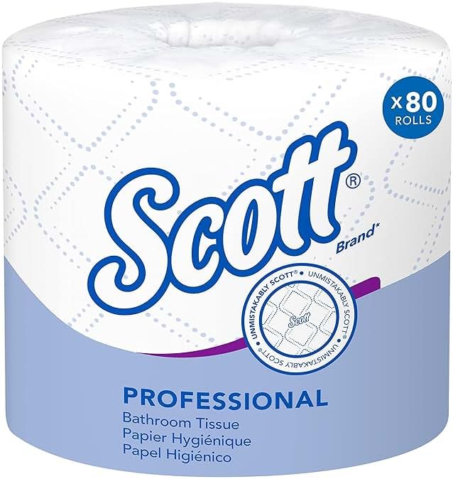 Scott Professional Standard Roll Toilet Paper, Bulk (04460), 2-Ply, Elevated Design, White, Individually Wrapped (80 Rolls of 550 Sheets, 44,000 Sheet Total) - Product Image
