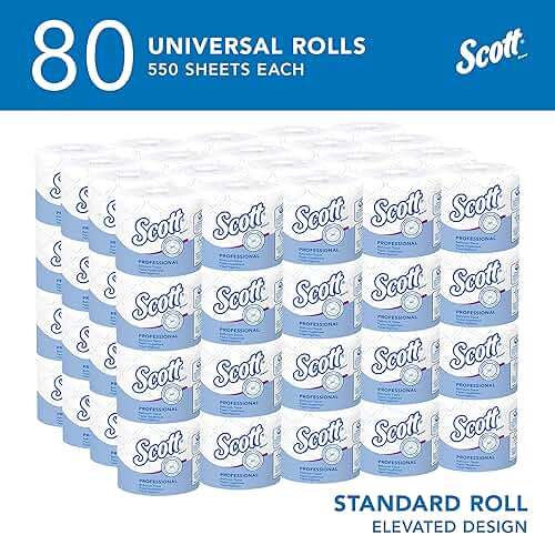 Scott Professional Standard Roll Toilet Paper, Bulk (04460), 2-Ply, Elevated Design, White, Individually Wrapped (80 Rolls of 550 Sheets, 44,000 Sheet Total) - Image 2