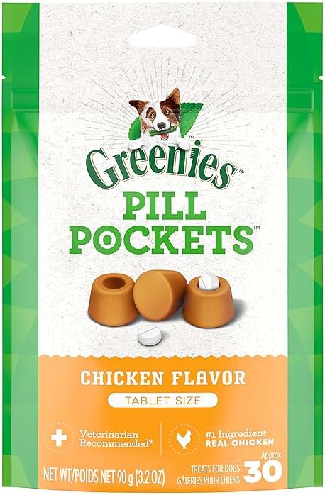 Greenies Pill Pockets for Dogs Small Size, Soft Dog Treats, Chicken Flavor, 3.2 oz. Pouch (30 Treats) - Product Image