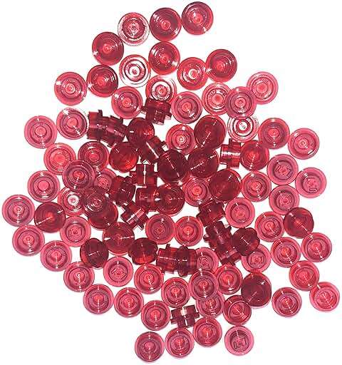 LEGO Parts: 1 x 1 1x1 Transparent Red Plates, Bulk - x50 Loose - Image 1