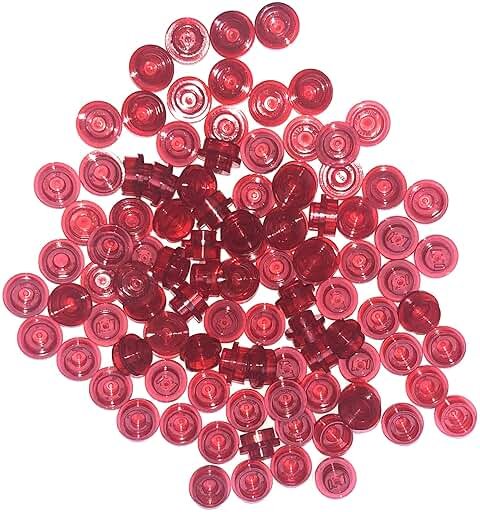 LEGO Parts: 1 x 1 1x1 Transparent Red Plates, Bulk - x50 Loose - Product Image