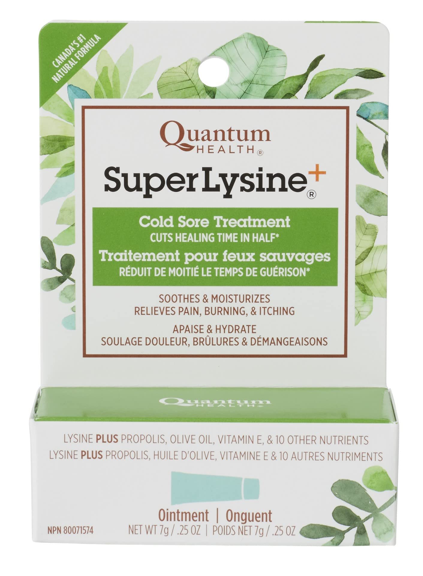 Quantum SuperLysine+ Cold Sore Treatment Ointment|Relieves Pain, Burning, and Itching|Cuts Healing Time in Half|0.25 Ounce - Product Image