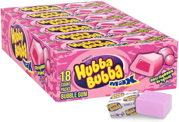 Hubba Bubba Max Chewing Gum, Original Bubble Gum, 5-pieces, 18-count - Image 1
