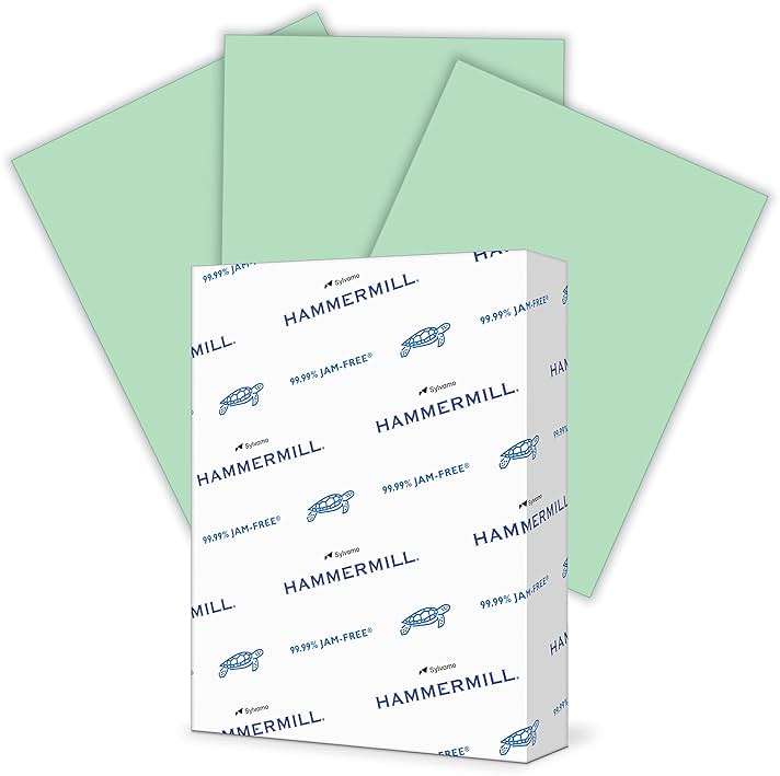 Hammermill Colored Paper, 20 lb Green Printer Paper, 8.5 x 11-1 Ream (500 Sheets) - Made in the USA, Pastel Paper, 103366R - Image 1