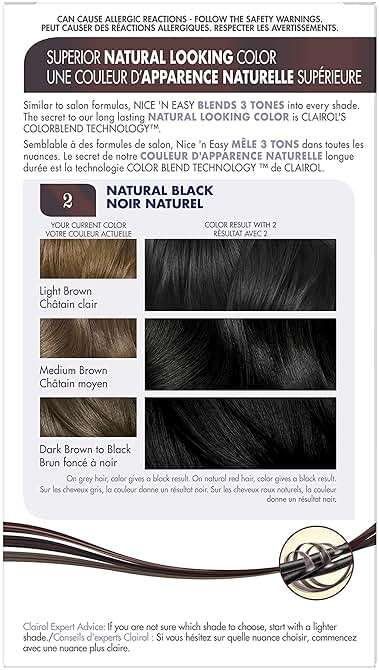 Clairol Nice'n Easy Liquid Permanent Hair Dye, 2 Black Hair Color, Pack of 3 - Image 6