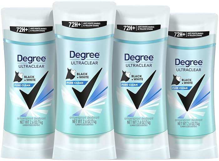 Degree Antiperspirant for Women Pure Clean 4 count Protects from Deodorant Stains Deodorant for Women 2.6 oz - Image 1