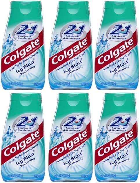 Colgate 2 in 1 Toothpaste Mouthwash Whitening 4.6 Tubes, Icy Blast, 27.6 Oz, Pack of 6 - Image 1