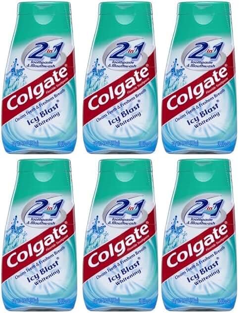 Colgate 2 in 1 Toothpaste Mouthwash Whitening 4.6 Tubes, Icy Blast, 27.6 Oz, Pack of 6 - Product Image