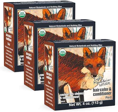 Light Mountain Henna Hair Color & Conditioner - Red Hair Dye for Men/Women, Organic Henna Leaf Powder and Botanicals, Chemical-Free, Semi-Permanent Hair Color, 4 Oz (Pack of 3) - Image 1