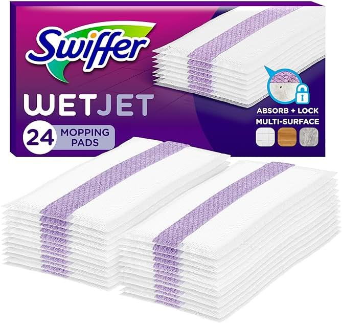 Swiffer WetJet Hardwood Floor Cleaner Spray Mop Pad Refill, Bathroom Cleaning Supplies, Hardwood Floor Cleaner, Multi Surface, 24 Count - Product Image