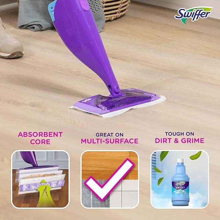 Swiffer WetJet Hardwood Floor Cleaner Spray Mop Pad Refill, Bathroom Cleaning Supplies, Hardwood Floor Cleaner, Multi Surface, 24 Count - Image 2