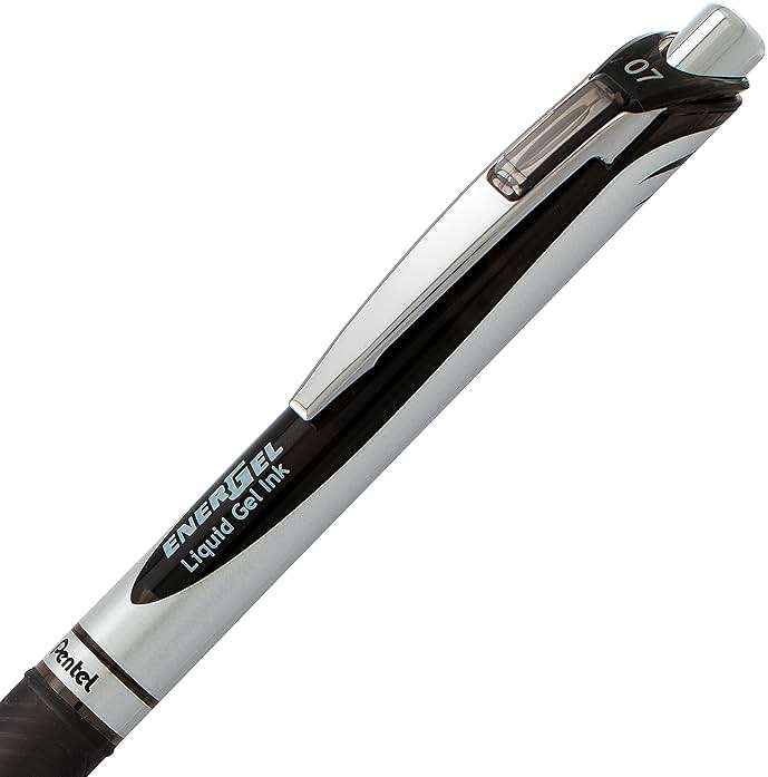 Pentel EnerGel RTX Retractable Liquid Gel Pen, (0.7mm), Medium Line, Metal Tip, Black Ink, Pack of 2 (BL77BP2A) - Image 3