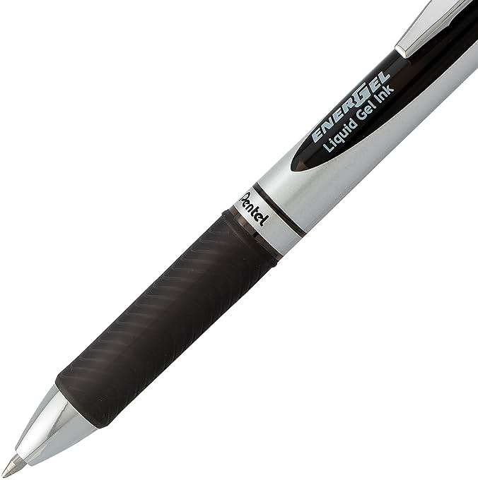 Pentel EnerGel RTX Retractable Liquid Gel Pen, (0.7mm), Medium Line, Metal Tip, Black Ink, Pack of 2 (BL77BP2A) - Image 4
