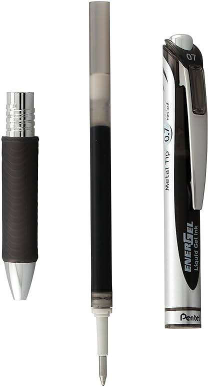 Pentel EnerGel RTX Retractable Liquid Gel Pen, (0.7mm), Medium Line, Metal Tip, Black Ink, Pack of 2 (BL77BP2A) - Image 5
