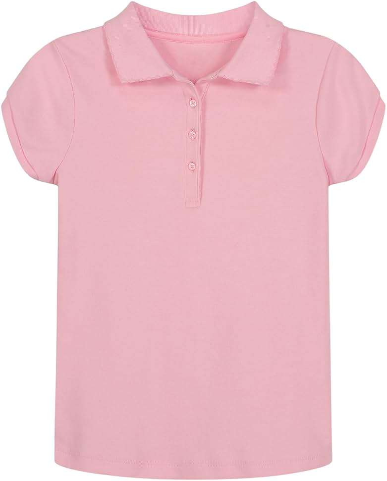 Nautica Girls' School Uniform Short Sleeve Polo Shirt, Button Closure, Soft Pique Fabric - Image 1
