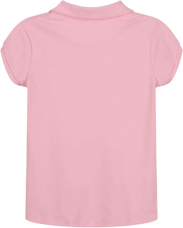 Nautica Girls' School Uniform Short Sleeve Polo Shirt, Button Closure, Soft Pique Fabric - Image 2