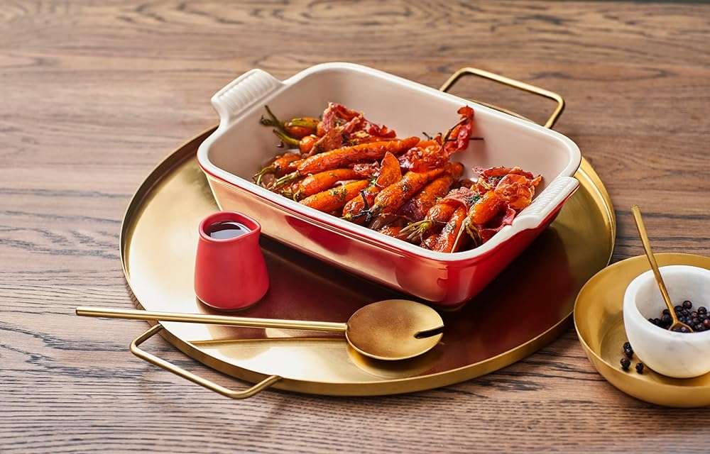 Le Creuset Stoneware Heritage Rectangular Dish, 2.5 qt. (10.5" x 7"), Cerise - Image 2