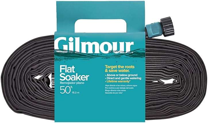 Gilmour 50' Black Flat Weeper Soaker Hose for Garden Beds, Drip Irrigation Outdoor Hose, Flexible Garden Hose for Vegetable Gardens, Flower Beds, Lawns, and Orchards - Image 2