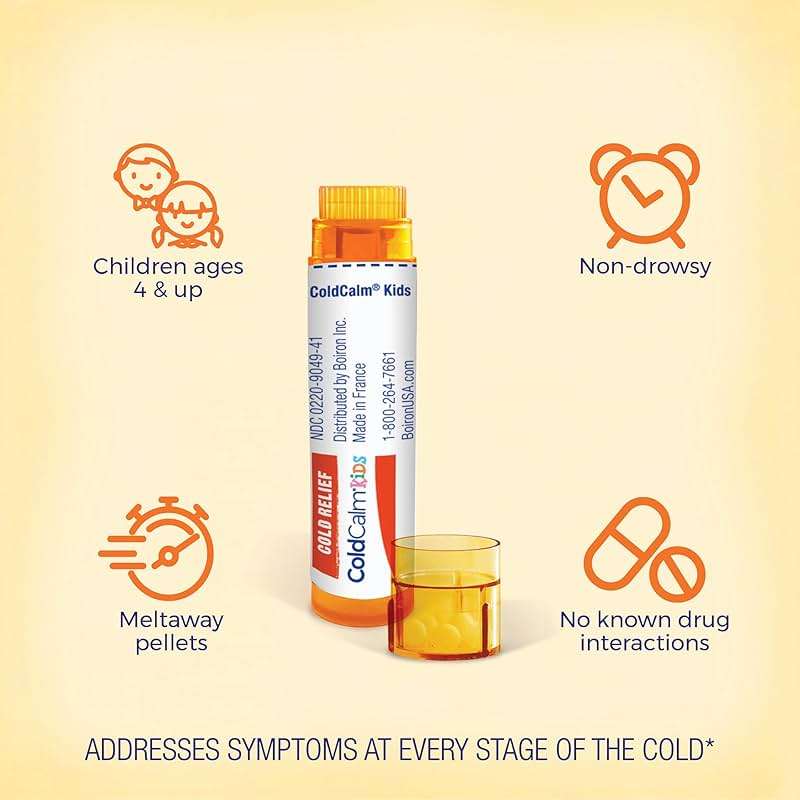 Boiron ColdCalm Kids Pellets for Relief of Common Cold Symptoms Such as Sneezing, Runny Nose, Sore Throat, and Nasal Congestion - 2 Count (160 Pellets) - Image 3
