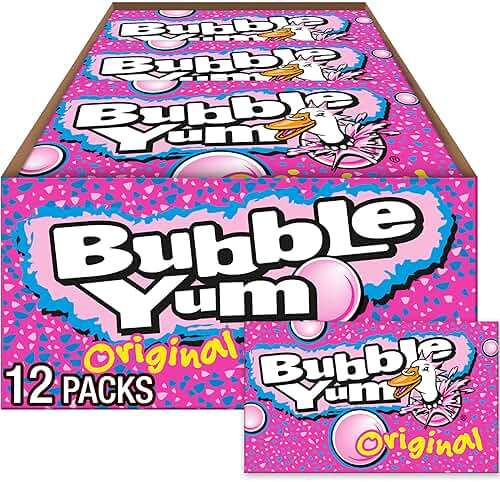 BUBBLE YUM Original Flavor Chewy, Bubble Gum Packs, 2.82 oz (12 Count) - Image 1