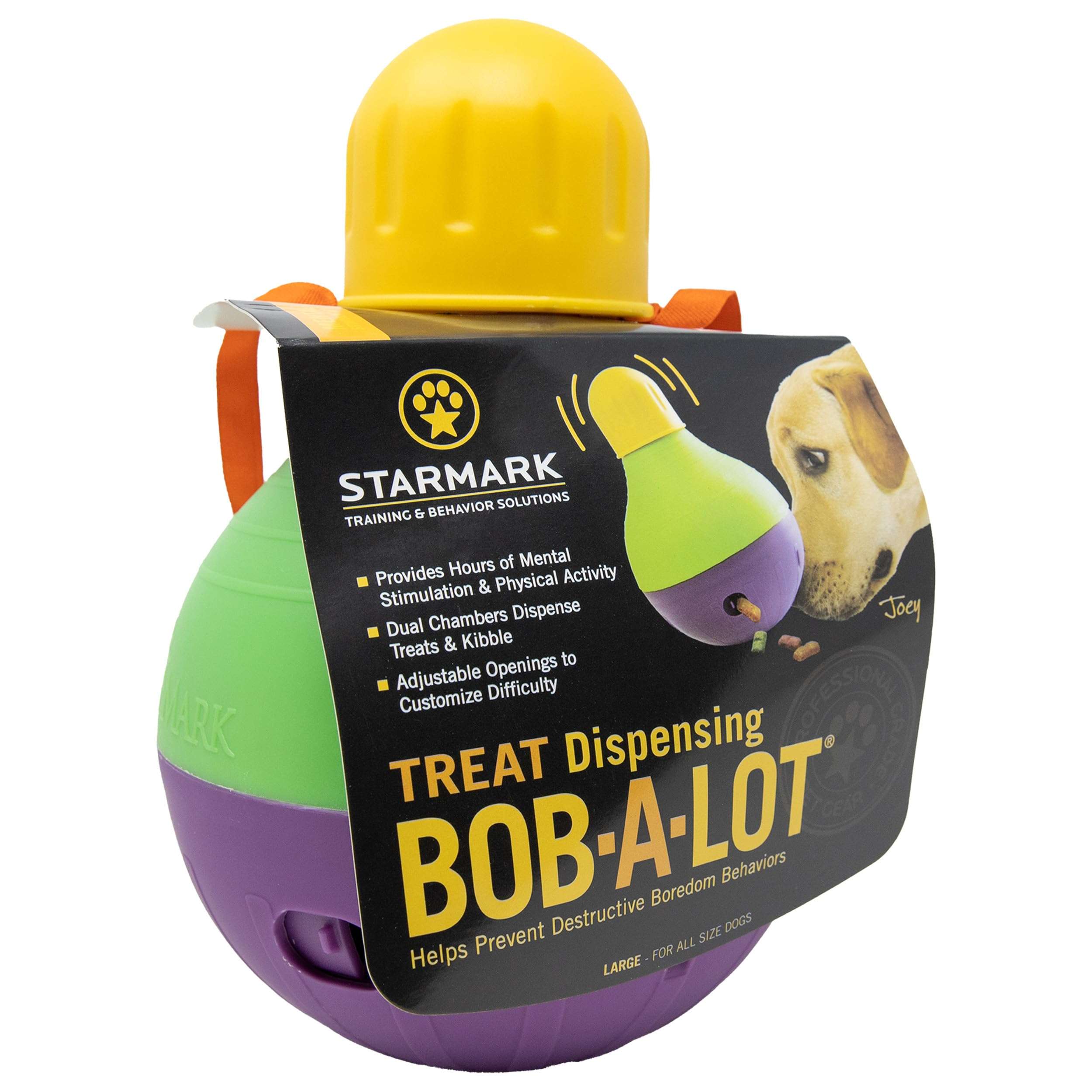 Starmark Bob-A-Lot Interactive Dog Pet Toy, Large, Yellow/Green/Purple - Image 3